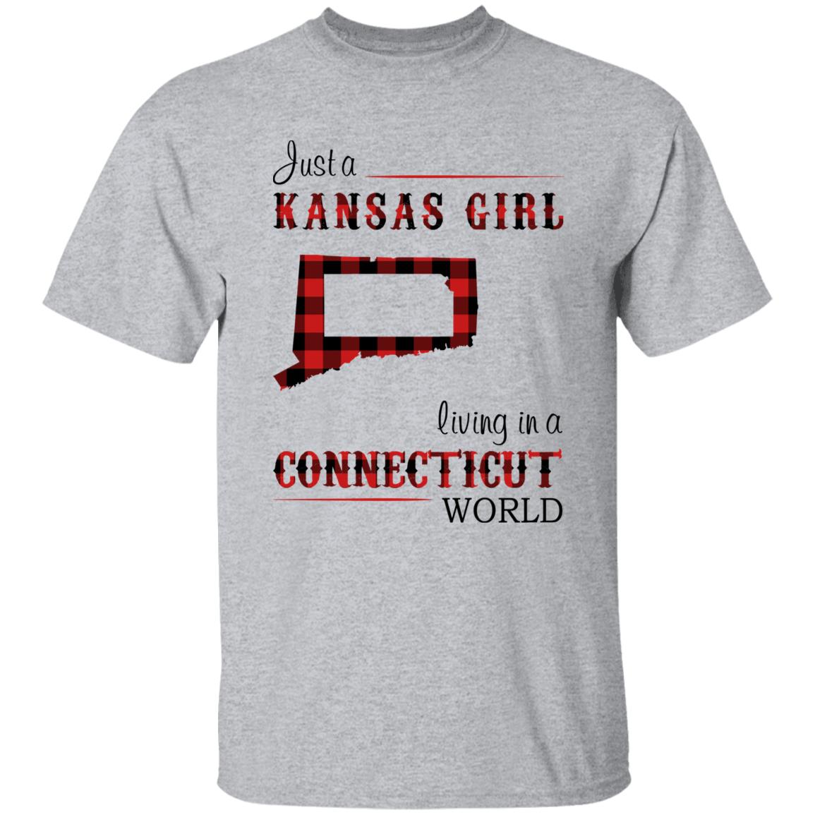 Just A Kansas Girl Living In A Connecticut World T-shirt - T-shirt Born Live Plaid Red Teezalo