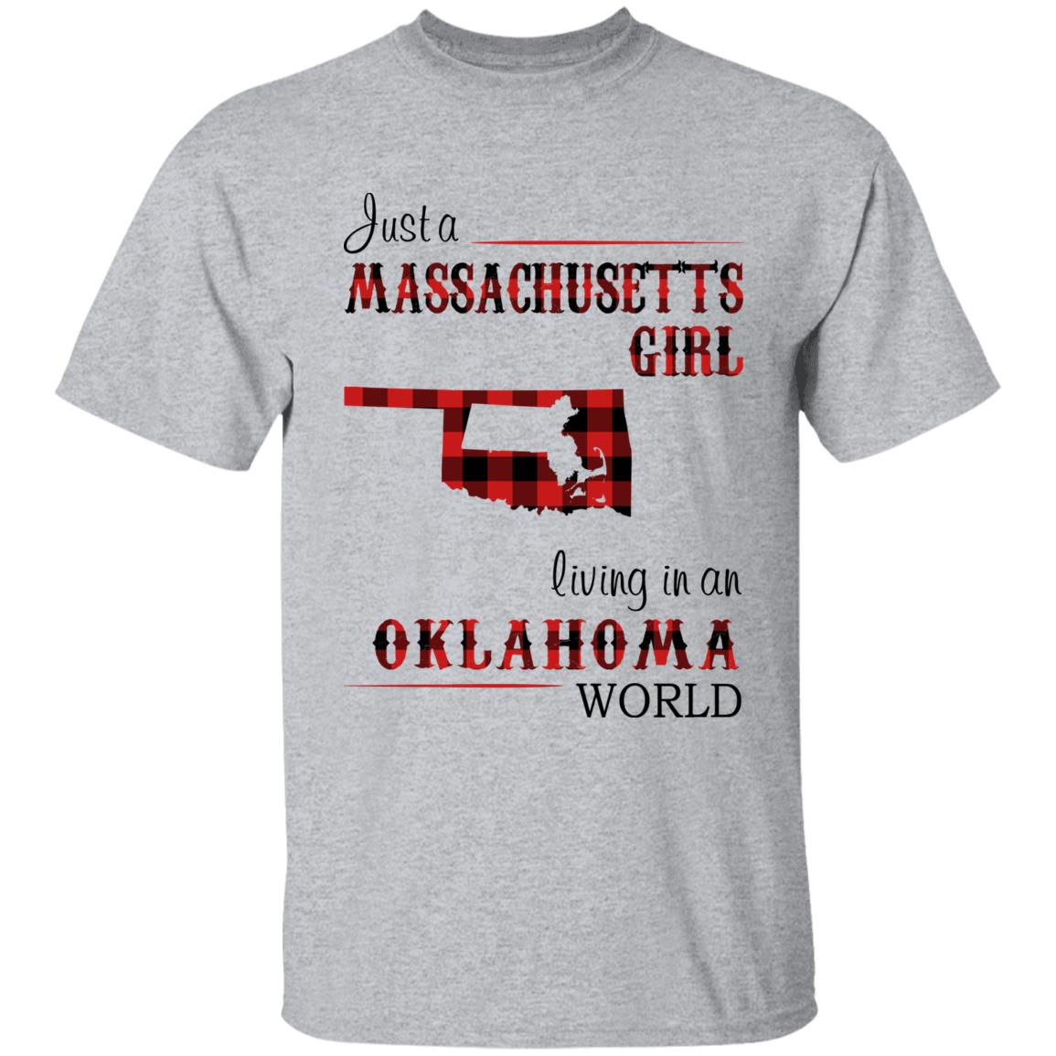 Just A Massachusetts Girl Living In An Oklahoma World T-shirt - T-shirt Born Live Plaid Red Teezalo