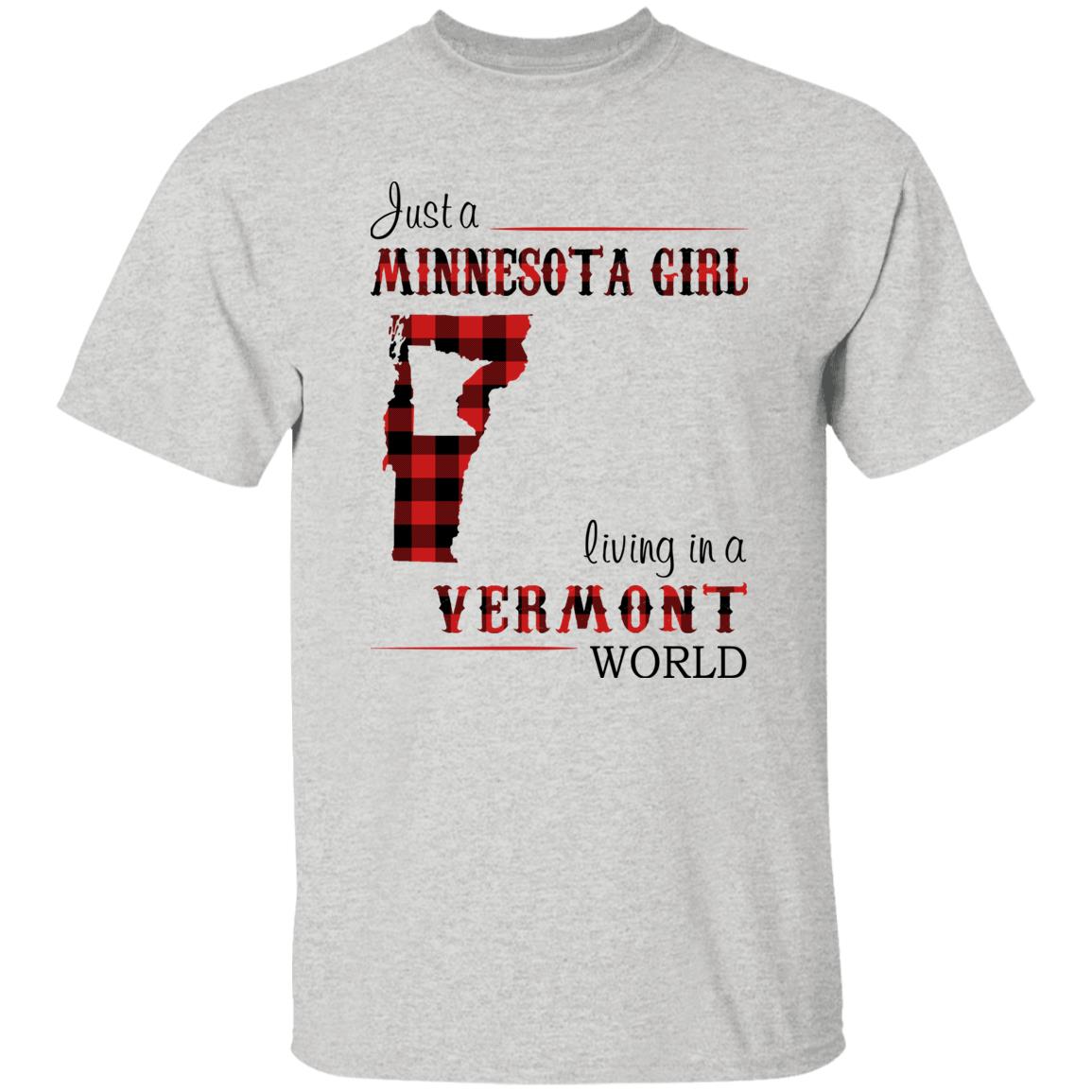 Just A Minnesota Girl Living In A Vermont World T-shirt - T-shirt Born Live Plaid Red Teezalo