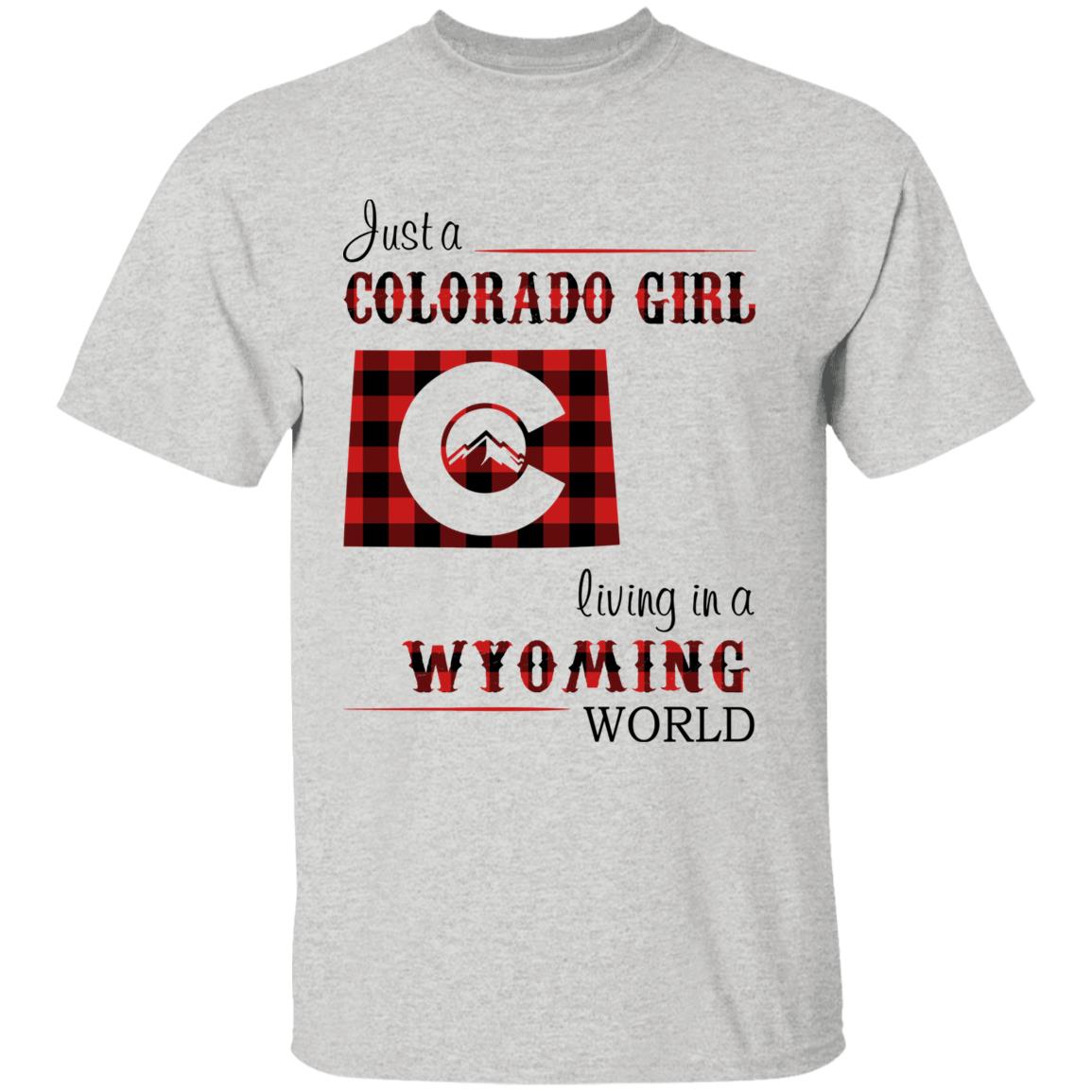 Just A Colorado Girl Living In A Wyoming World T-shirt - T-shirt Born Live Plaid Red Teezalo