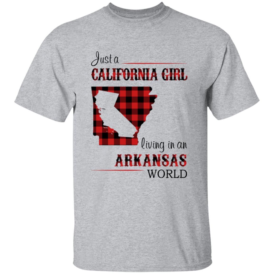 Just A California Girl Living In An Arkansas World T-Shirt - T-shirt Born Live Plaid Red Teezalo