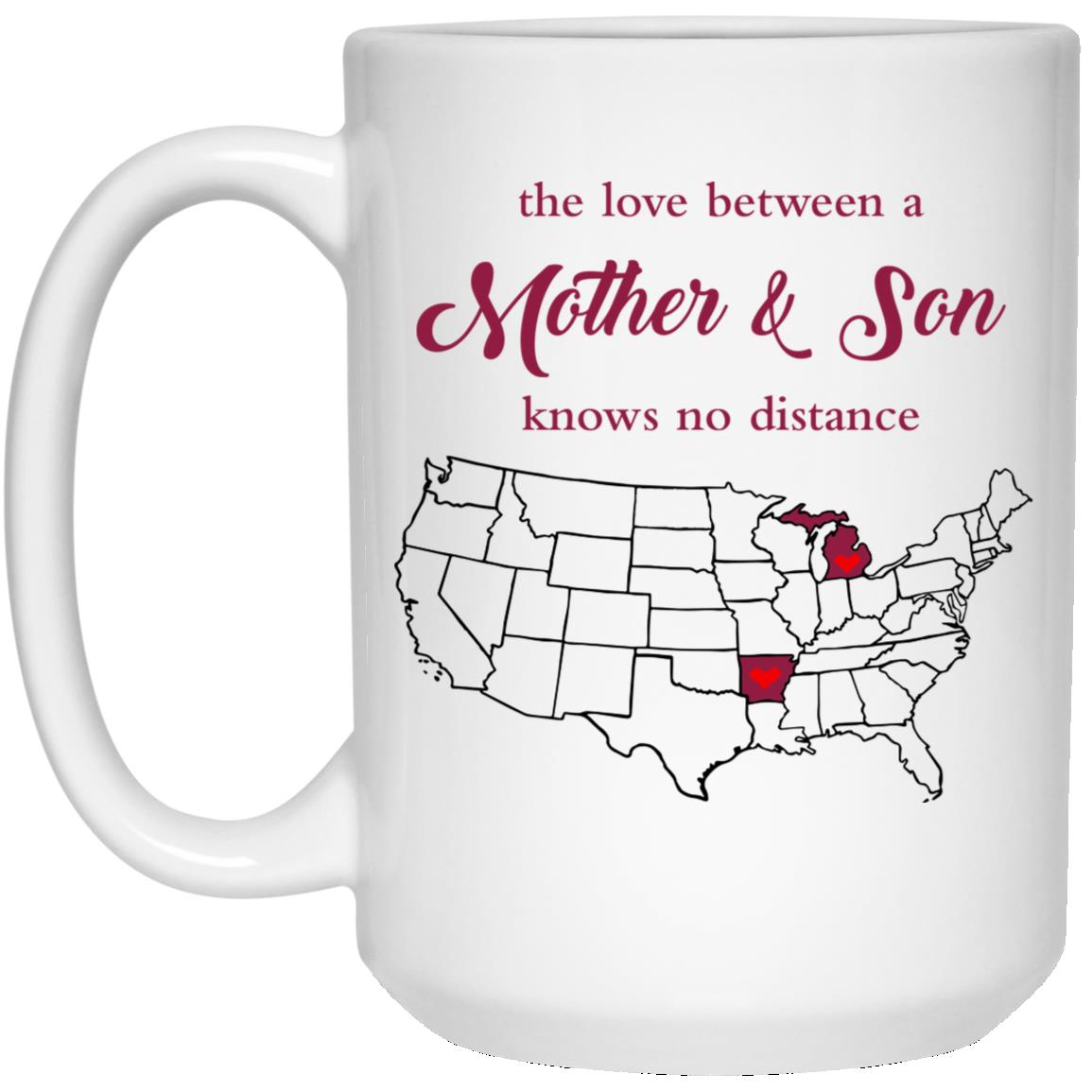 Michigan Arkansas The Love Between Mother And Son Mug - Mug Teezalo