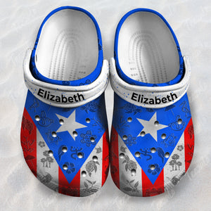 Puerto Rican Flag Personalized Clogs Shoes With Your Name - Crocs Born Teezalo 1