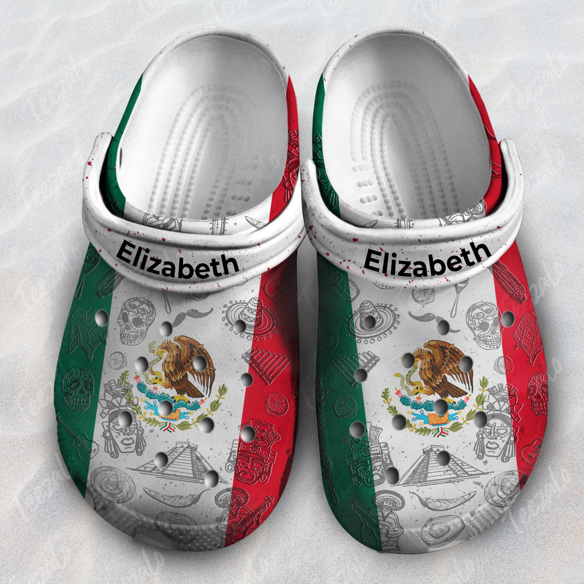 Mexico Flag Personalized Clogs Shoes With Your Name