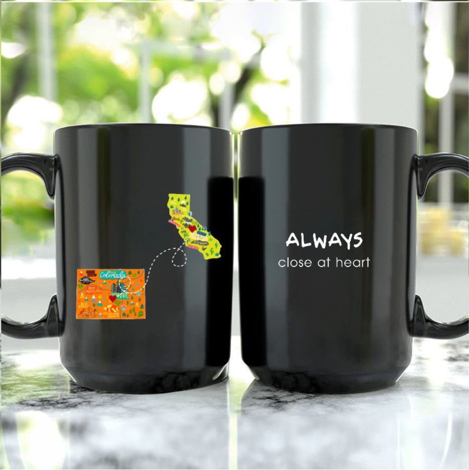 Two States Long Distance Mug Going Away Gift, Personalized Long Distance Friend Coffee Black Mug - Mug Long Distance Teezalo
