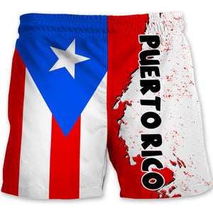 Puerto Rico Half Flag With Grunge Brush Men Beach Short