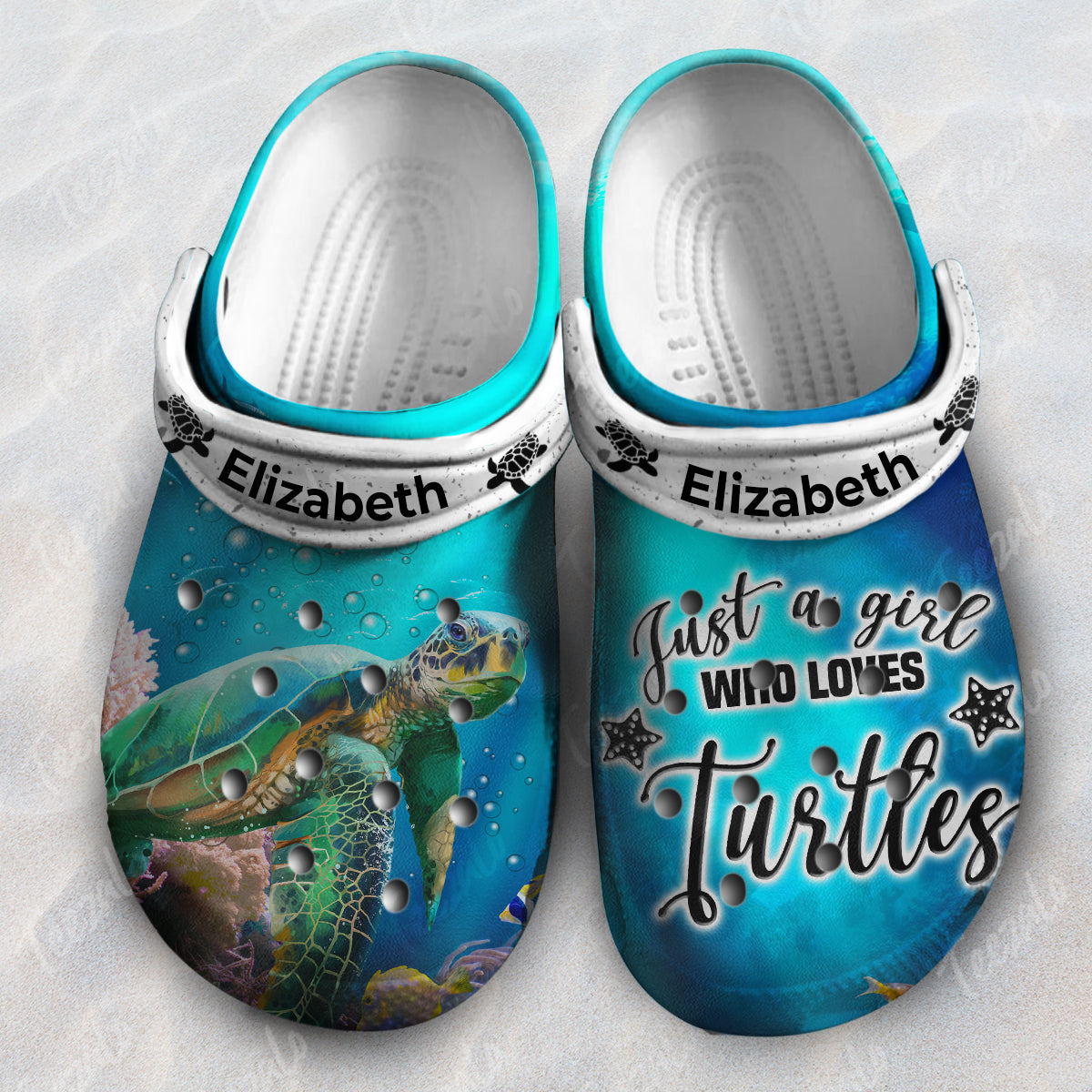 Personalized Sea Turtle Clogs Shoes Just A Girl Who Loves Sea Turtle