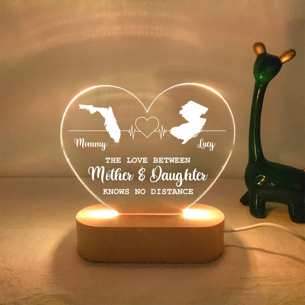 The Love Between Family Knows No Distance Personalized Acrylic Heart LED Night Light LED Lamp
