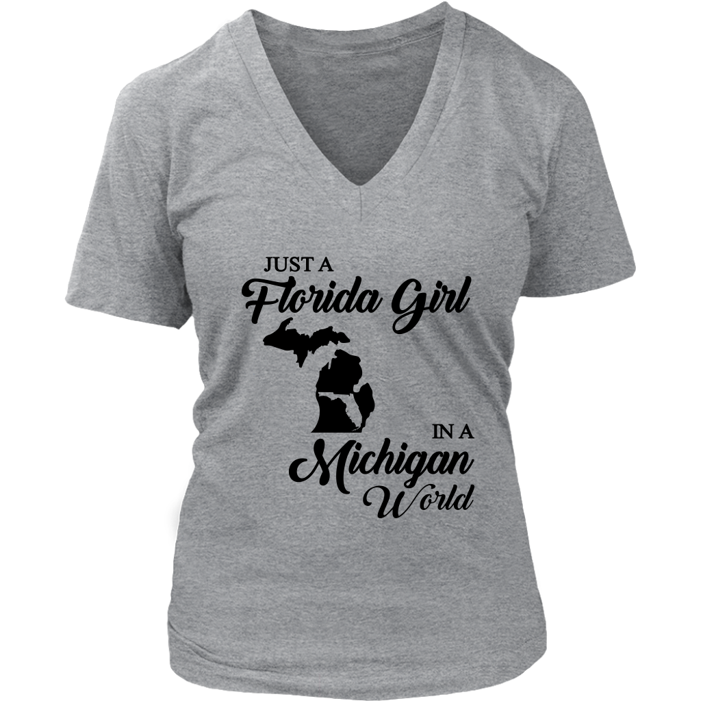 Just A Florida Girl In A Michigan World T-Shirt - T-shirt Teezalo