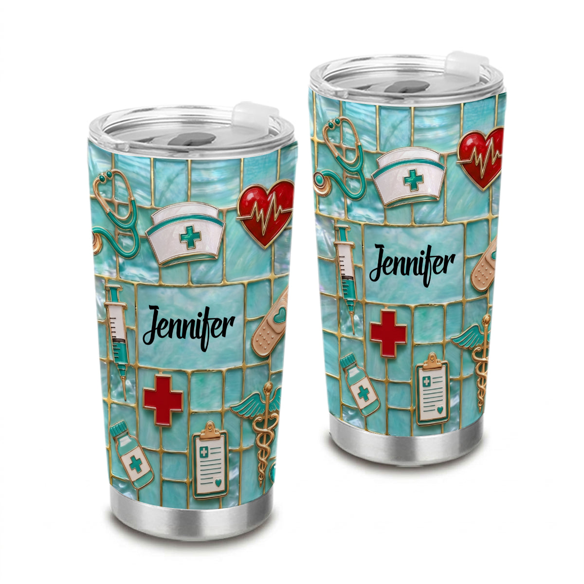 Custom Nurse Tumbler With Beautiful Symbols