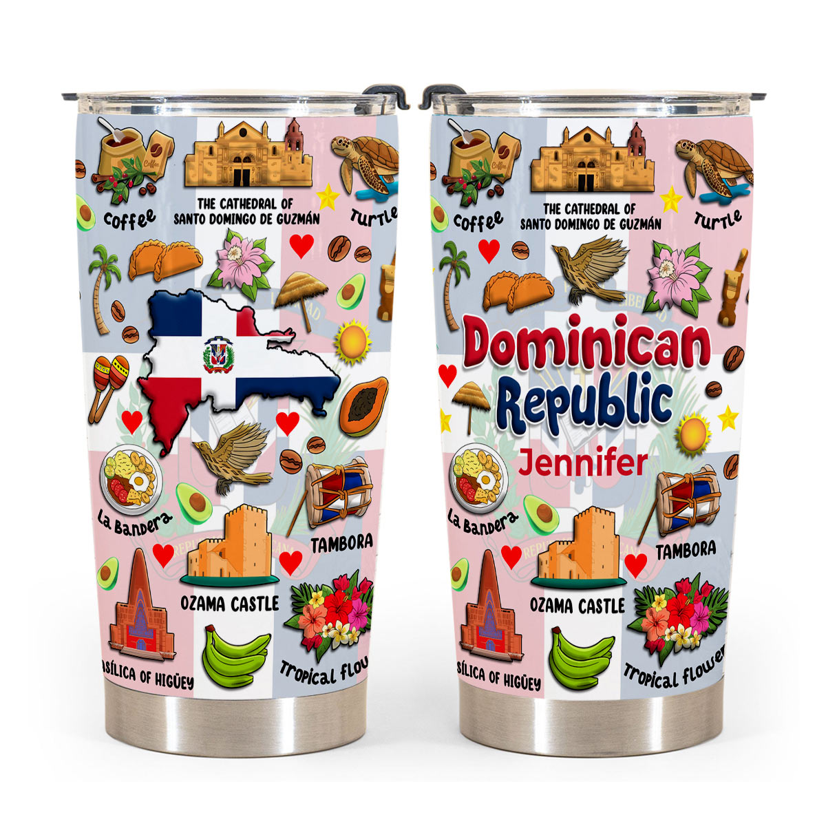 Custom Dominican Republic Tumbler Symbols Flag