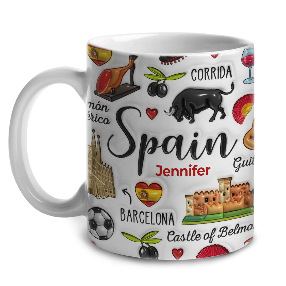 Custom Spain Spanish Coffee Mug Cup With Symbols