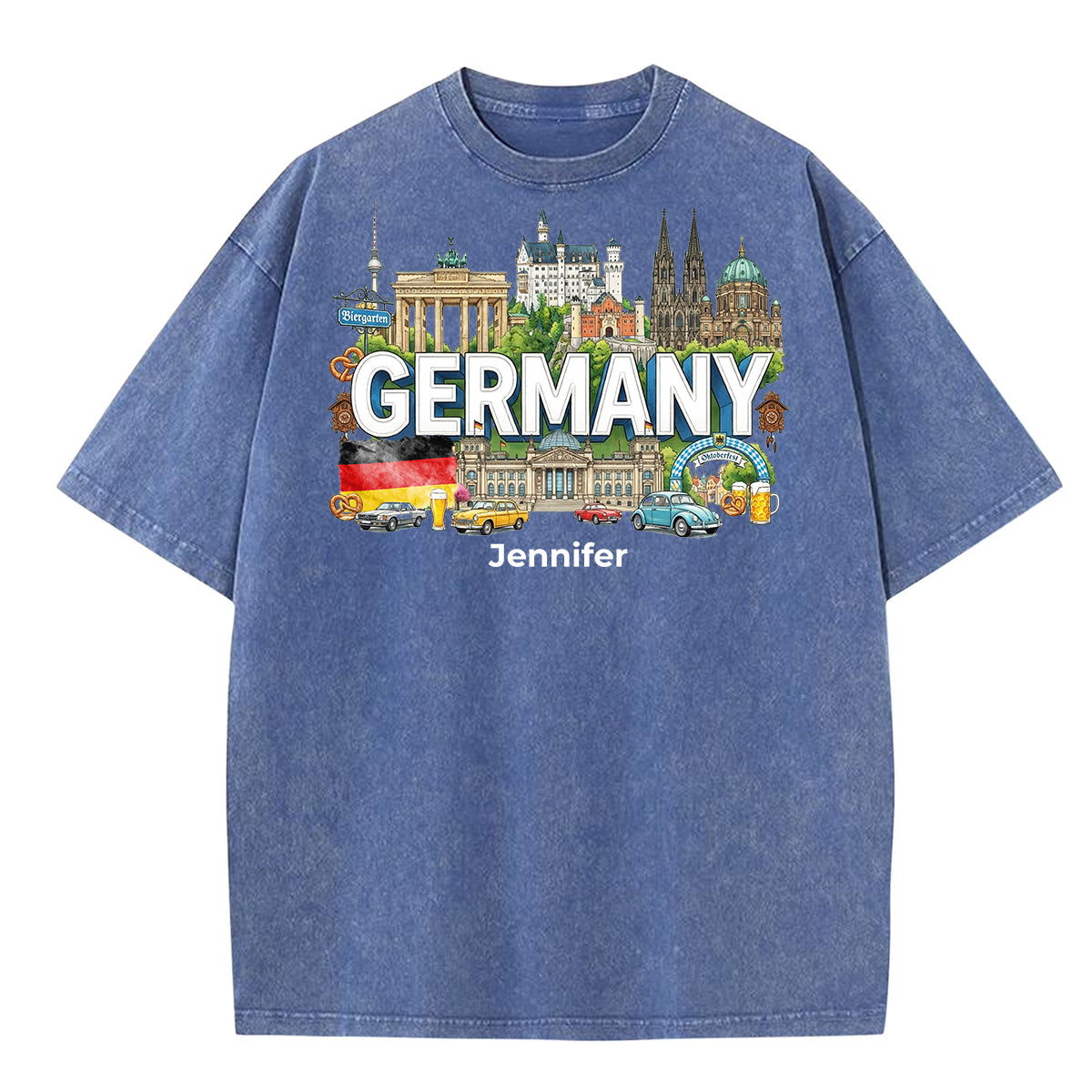Custom Germany Symbols Washed T-shirt