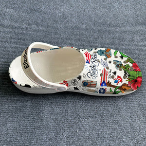 Puerto Rico Personalized Clogs Shoes With Puerto Rican Flower And Symbols