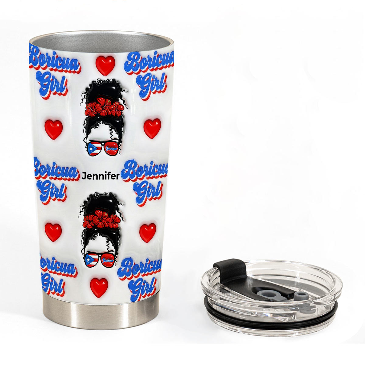 Custom Funny Puerto Rico Boricua Girl Symbols Tumbler