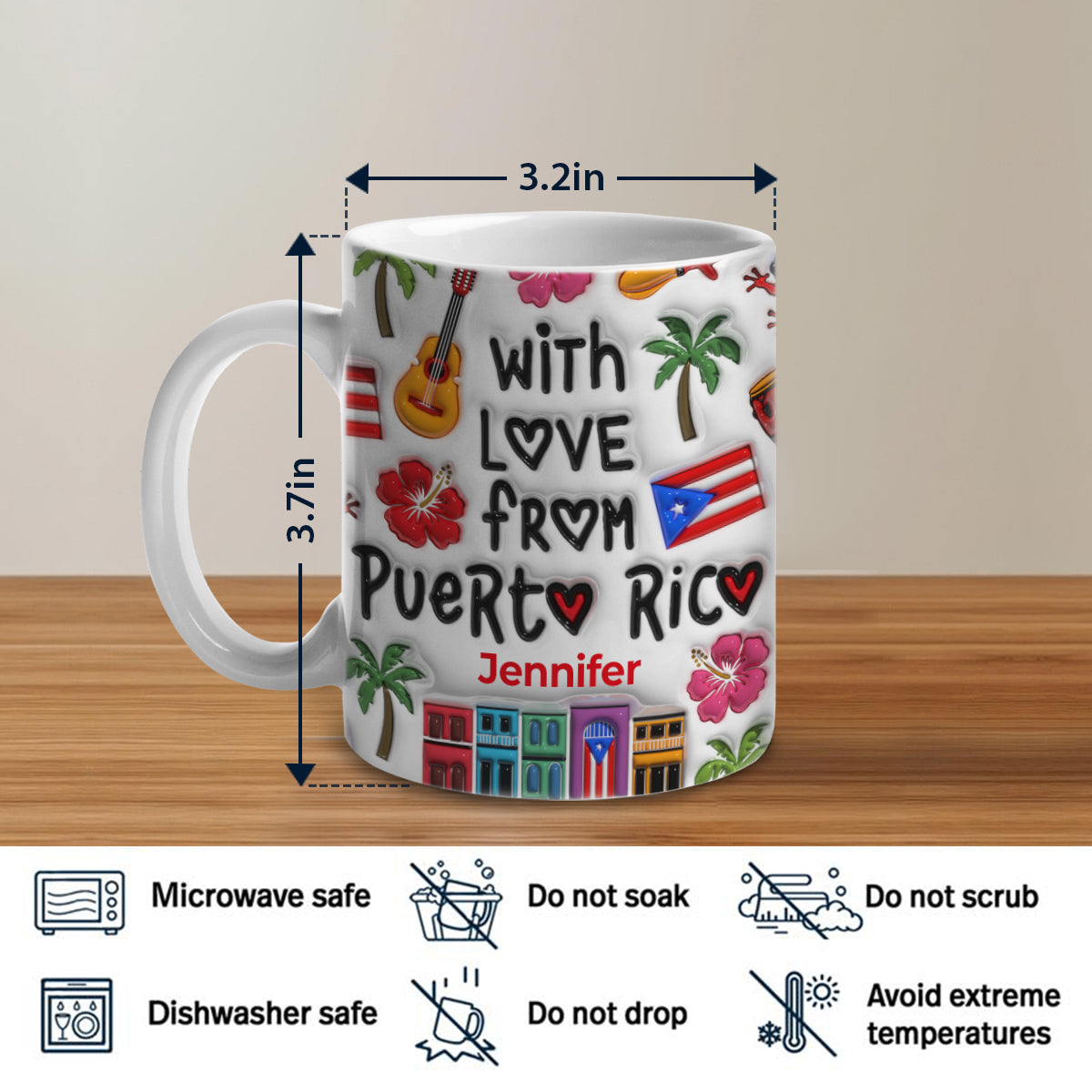 Custom With Love From Puerto Rico Mug And Symbols