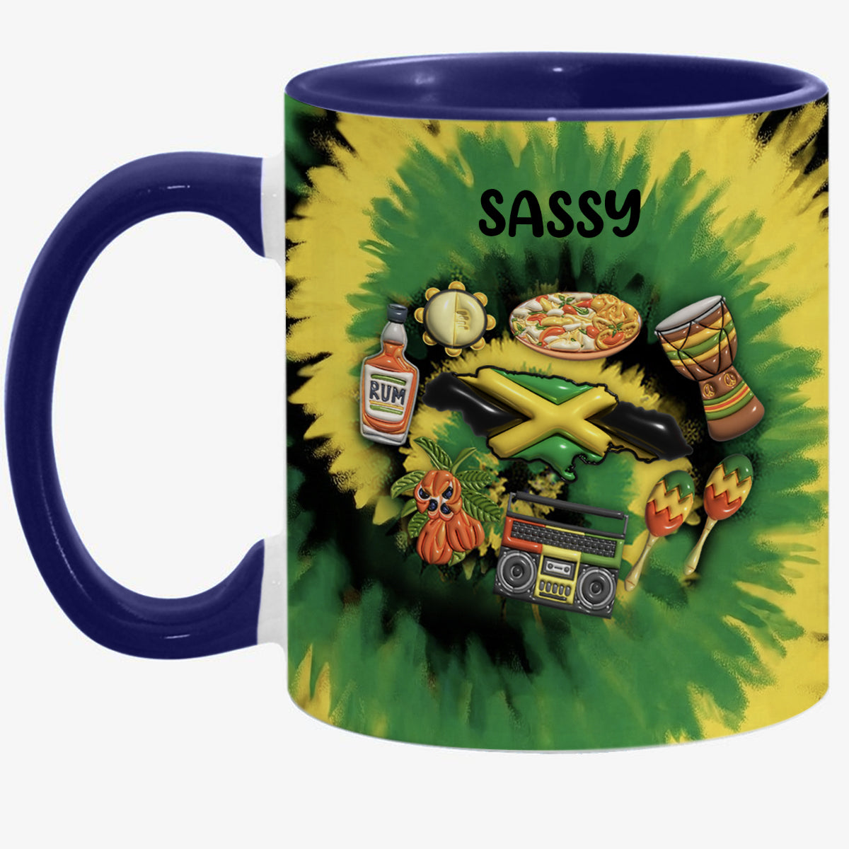 Customized Jamaica Coffee Mug Cup With Tie Dye Effect