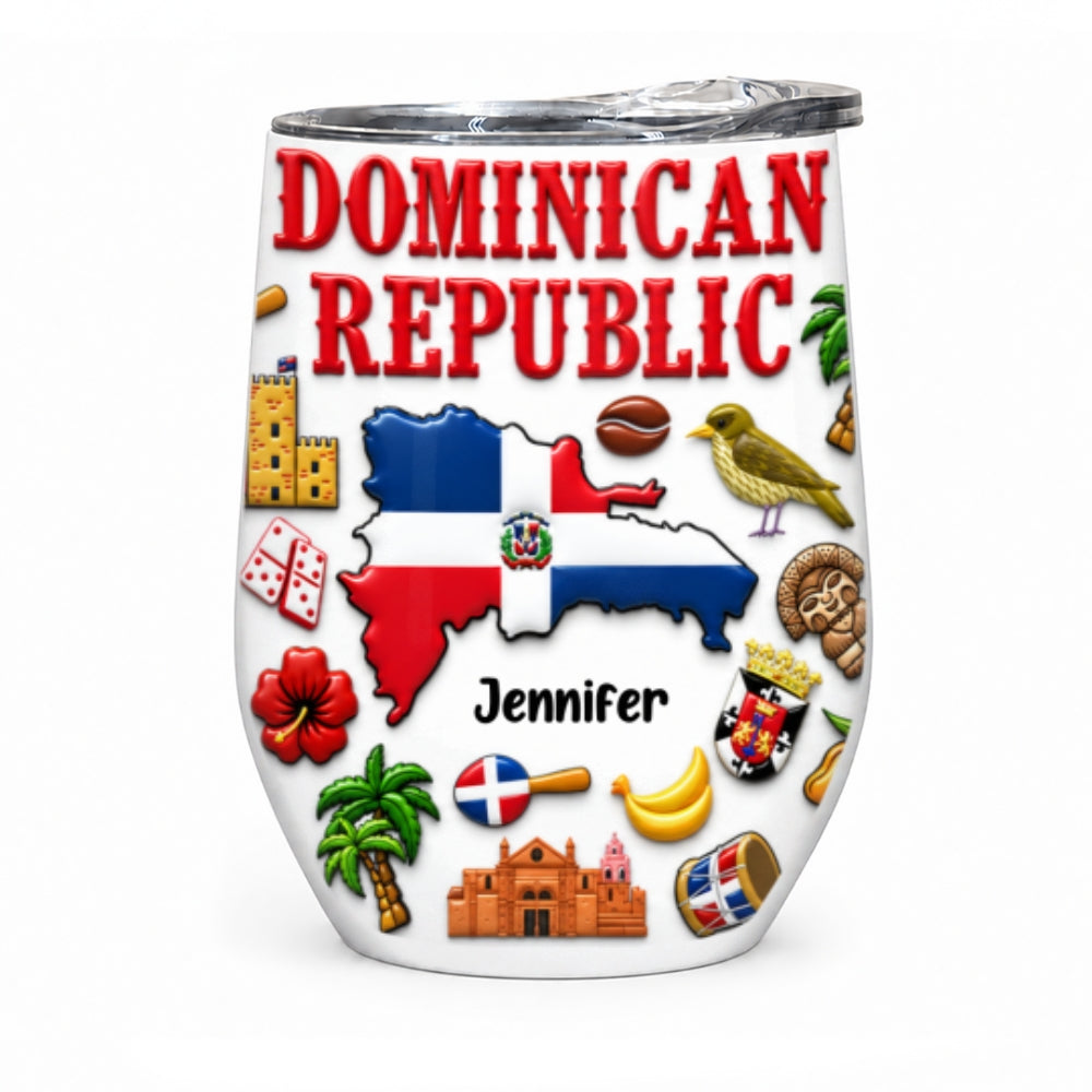 Personalized Dominican Republic 2D Printed Cup Tumbler 12oz
