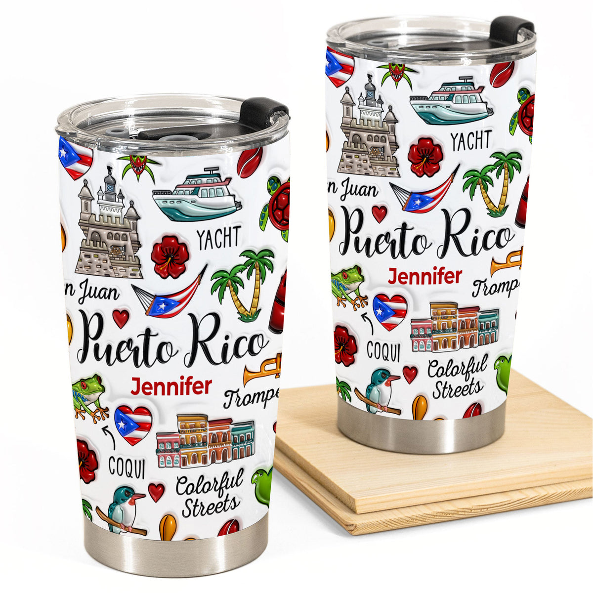 Custom Puerto Rico Boricua Tumbler Cup With Symbols