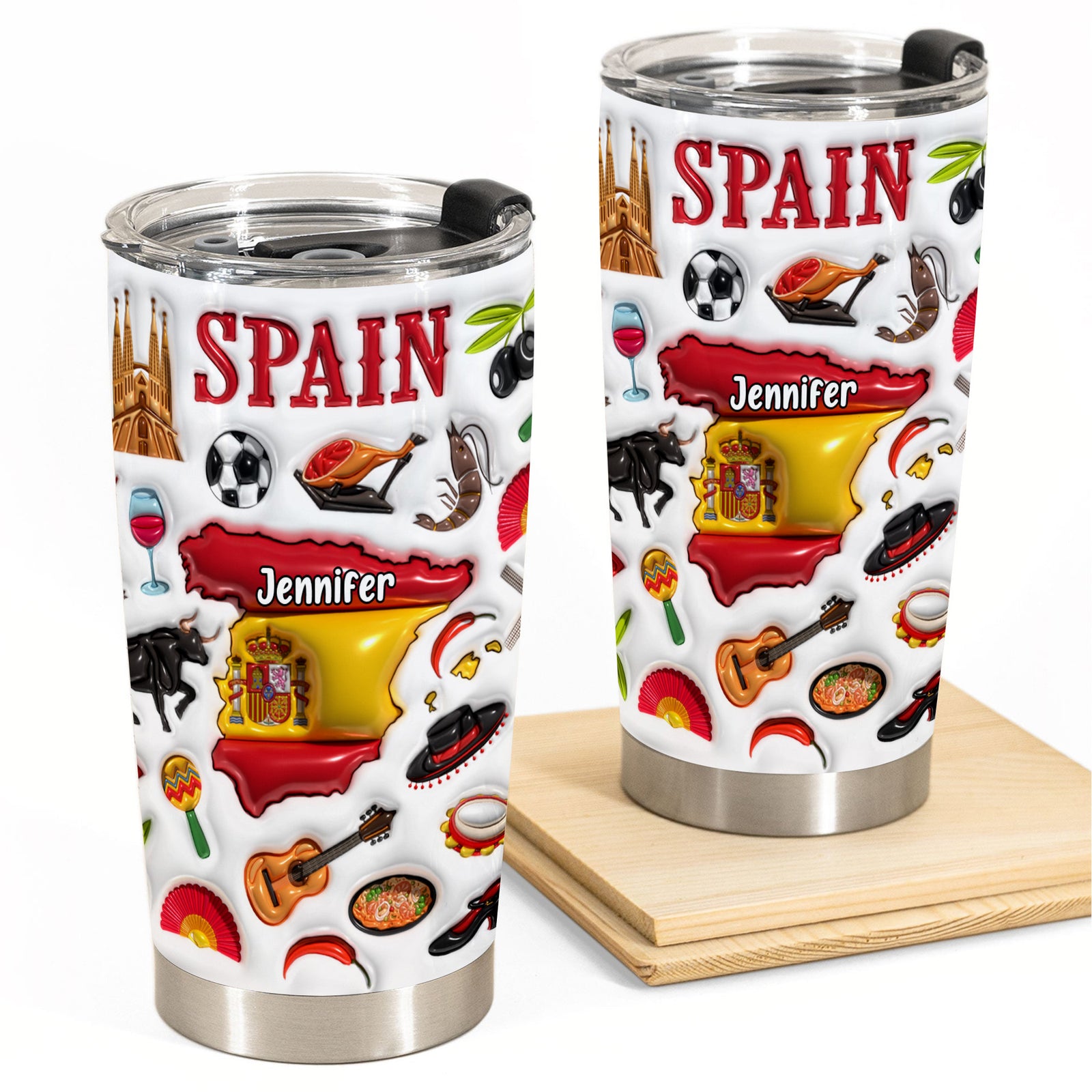 Custom Spain Tumbler Cup With Your Name