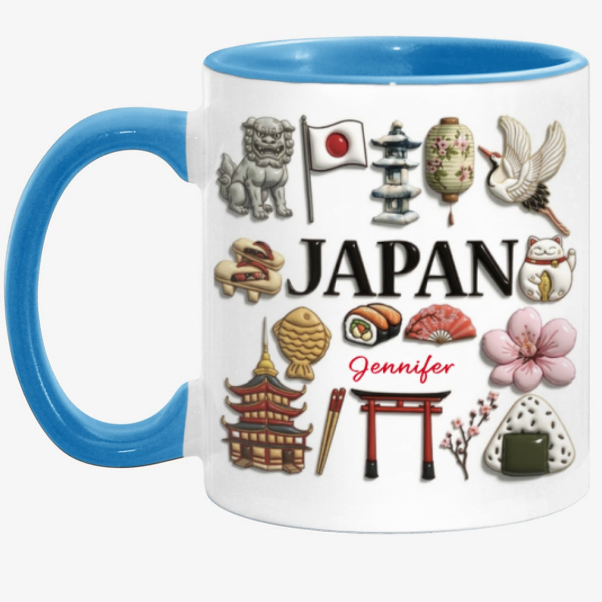 Custom Japan Accent Mug With Many Japan Symbols v2