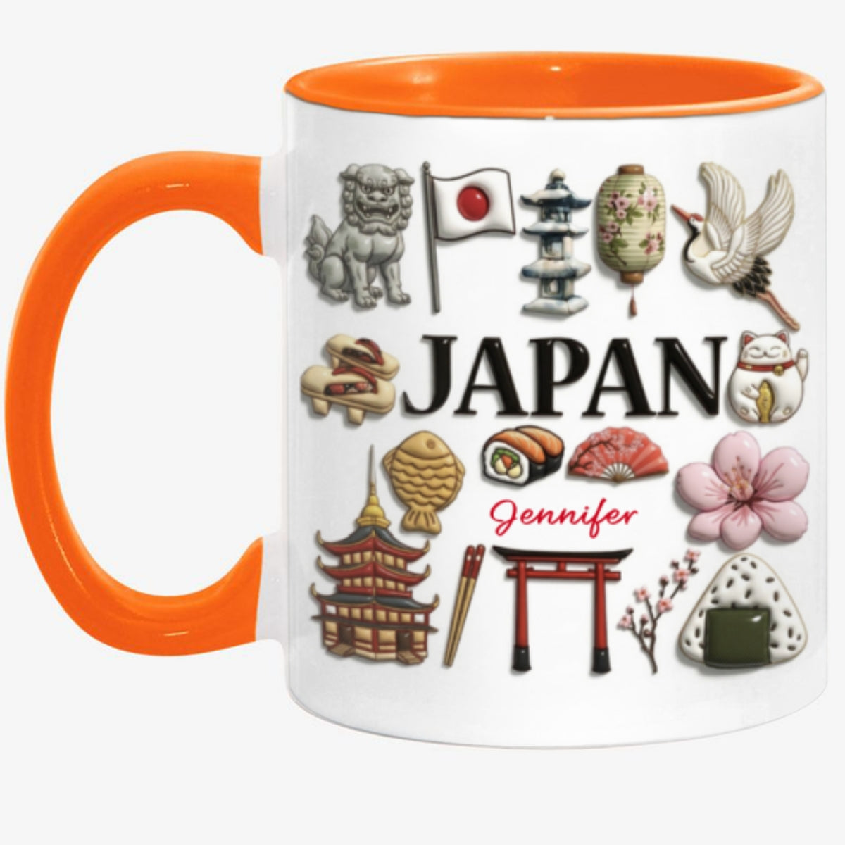 Custom Japan Accent Mug With Many Japan Symbols v2