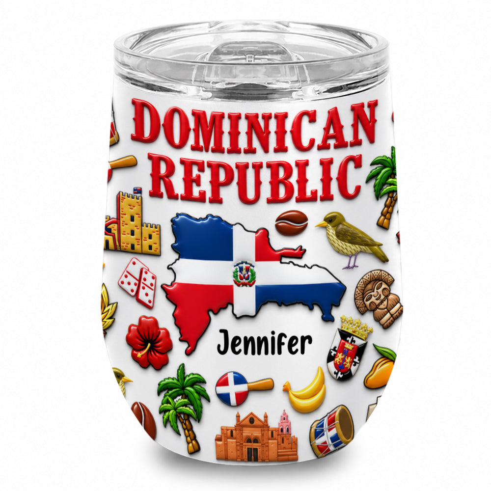 Personalized Dominican Republic 2D Printed Cup Tumbler 12oz