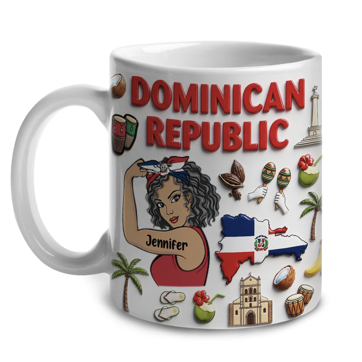 Custom Dominican Republic Mug With Clipart And Map