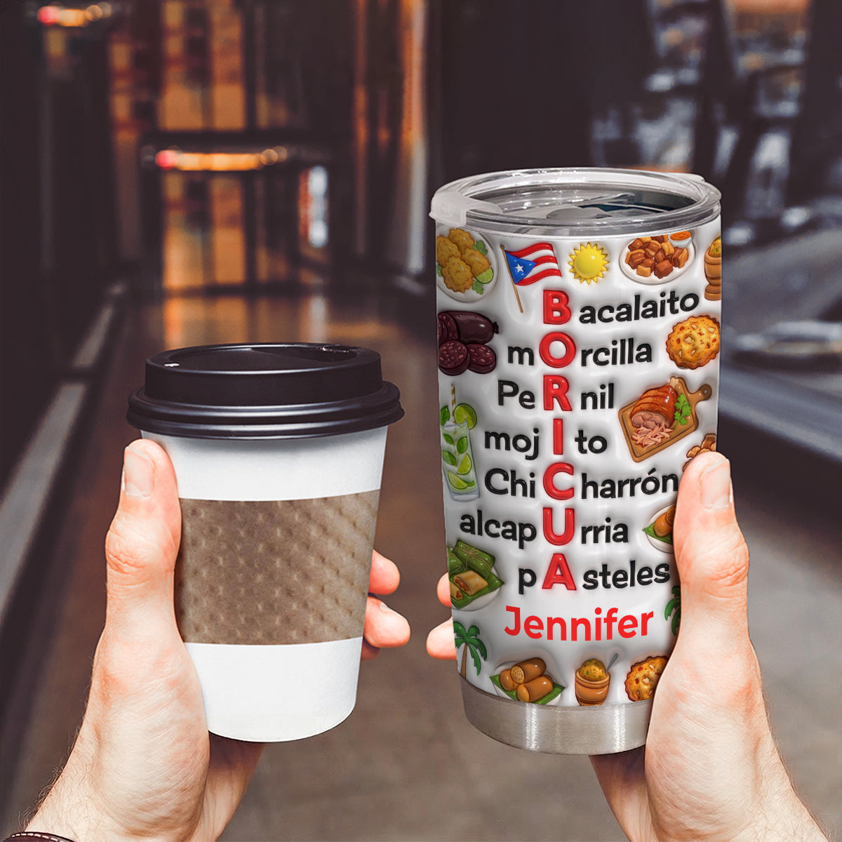 Custom Puerto Rico Boricua Tumbler With Symbols Effect