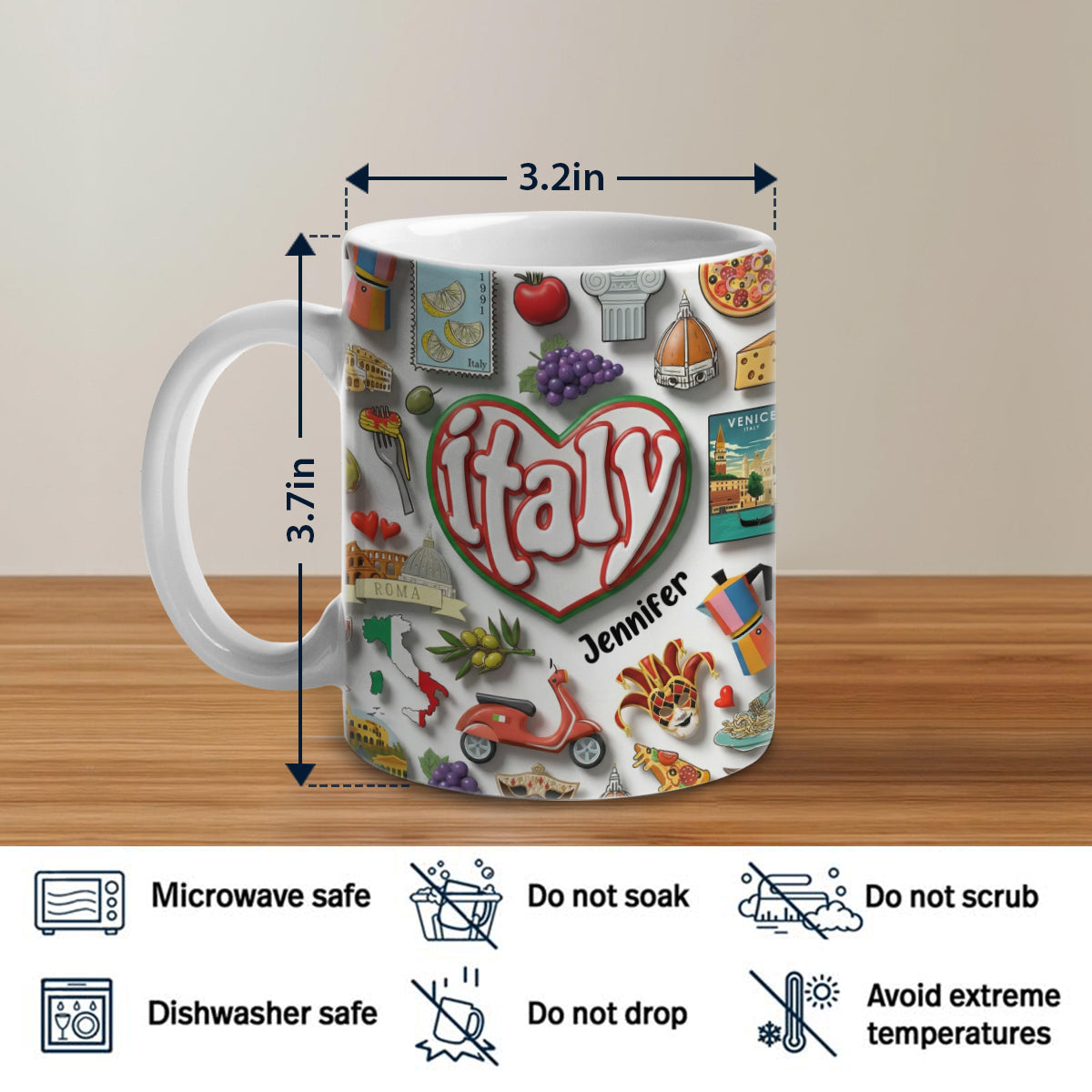 Custom Italy Mug With A Heart
