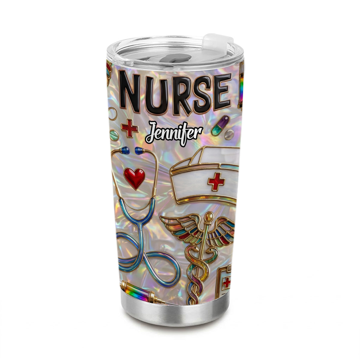 Custom Nurse Tumbler With 3D Effect Print