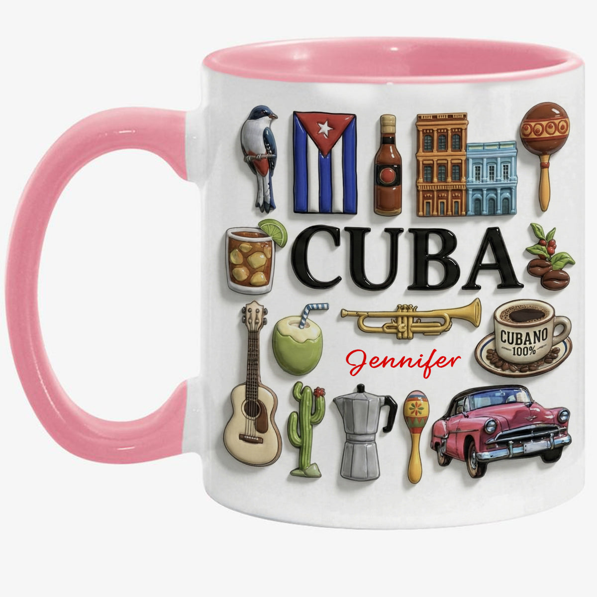 Custom Cuba Accent Mug With Many Cuba Symbols