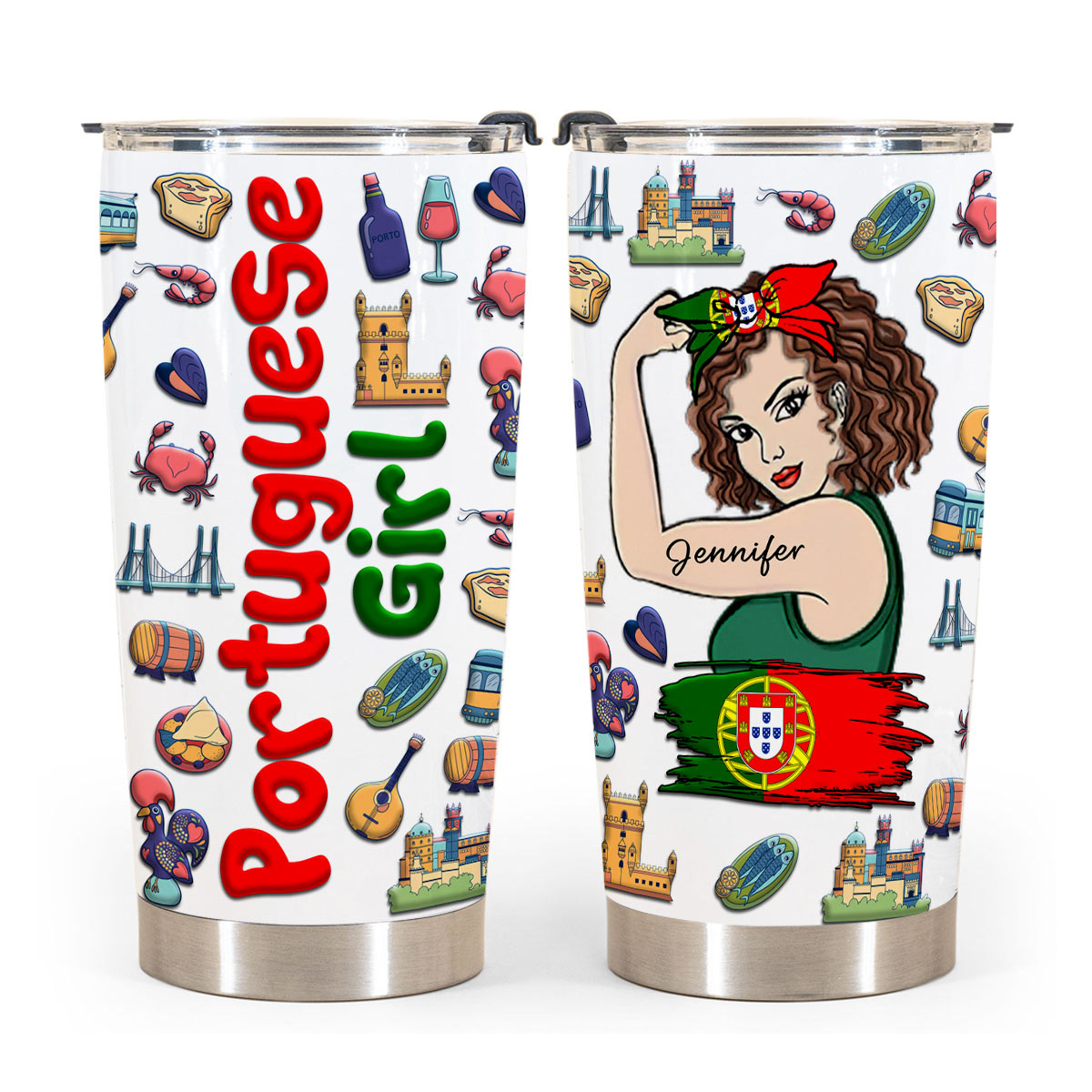 Custom Proud Portuguese Girl Tumbler And Your Name