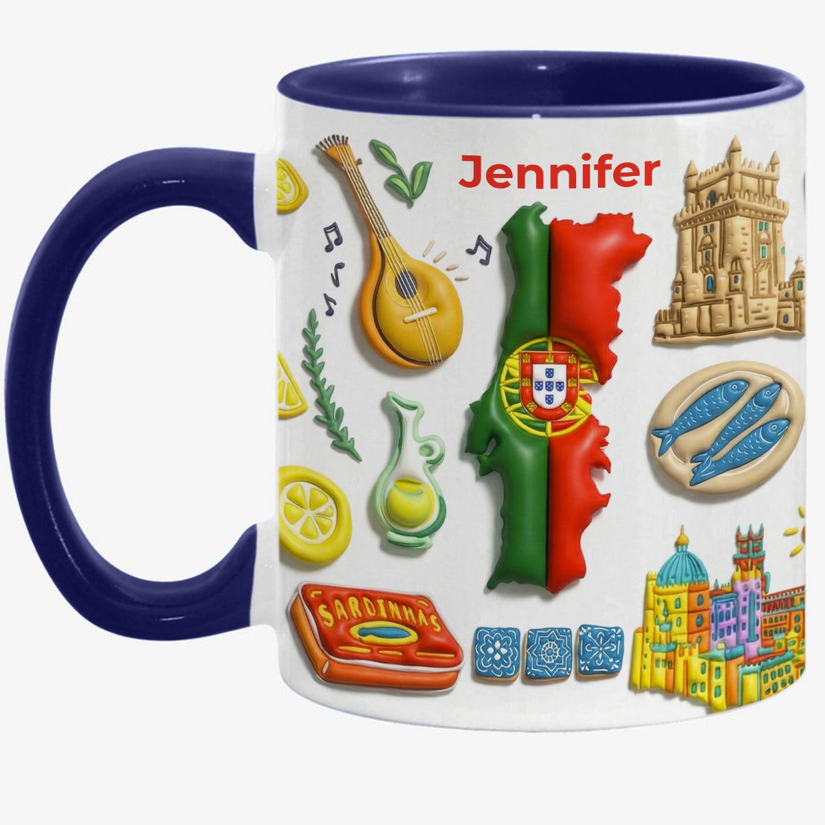 Custom Portugal Accent Mug With Clay Effect