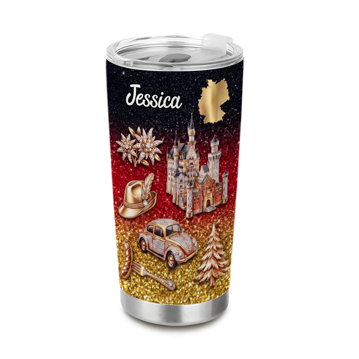 Custom Germany Tumbler With Germany Symbols Effect Print