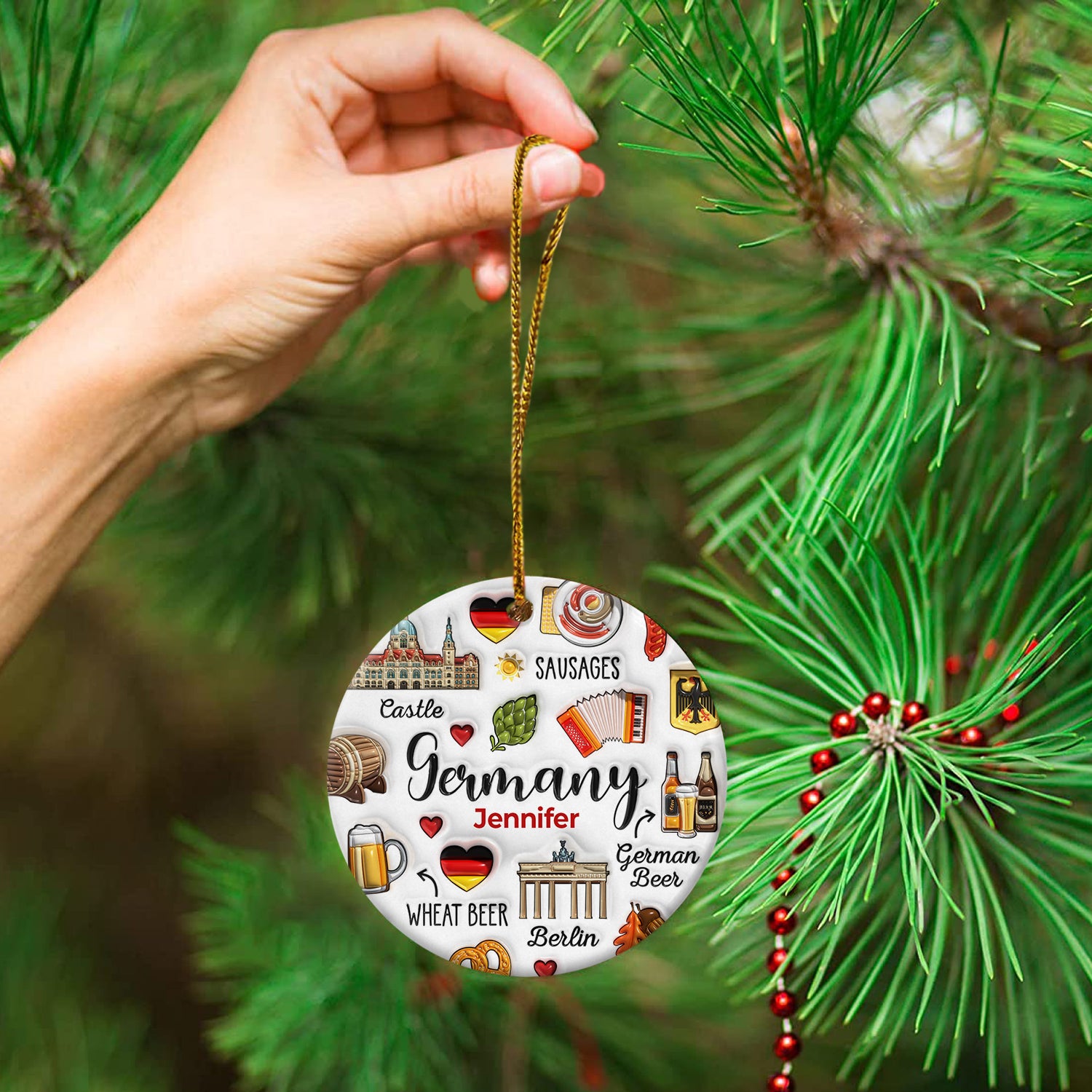 Custom Germany Christmas Ornament With Symbols