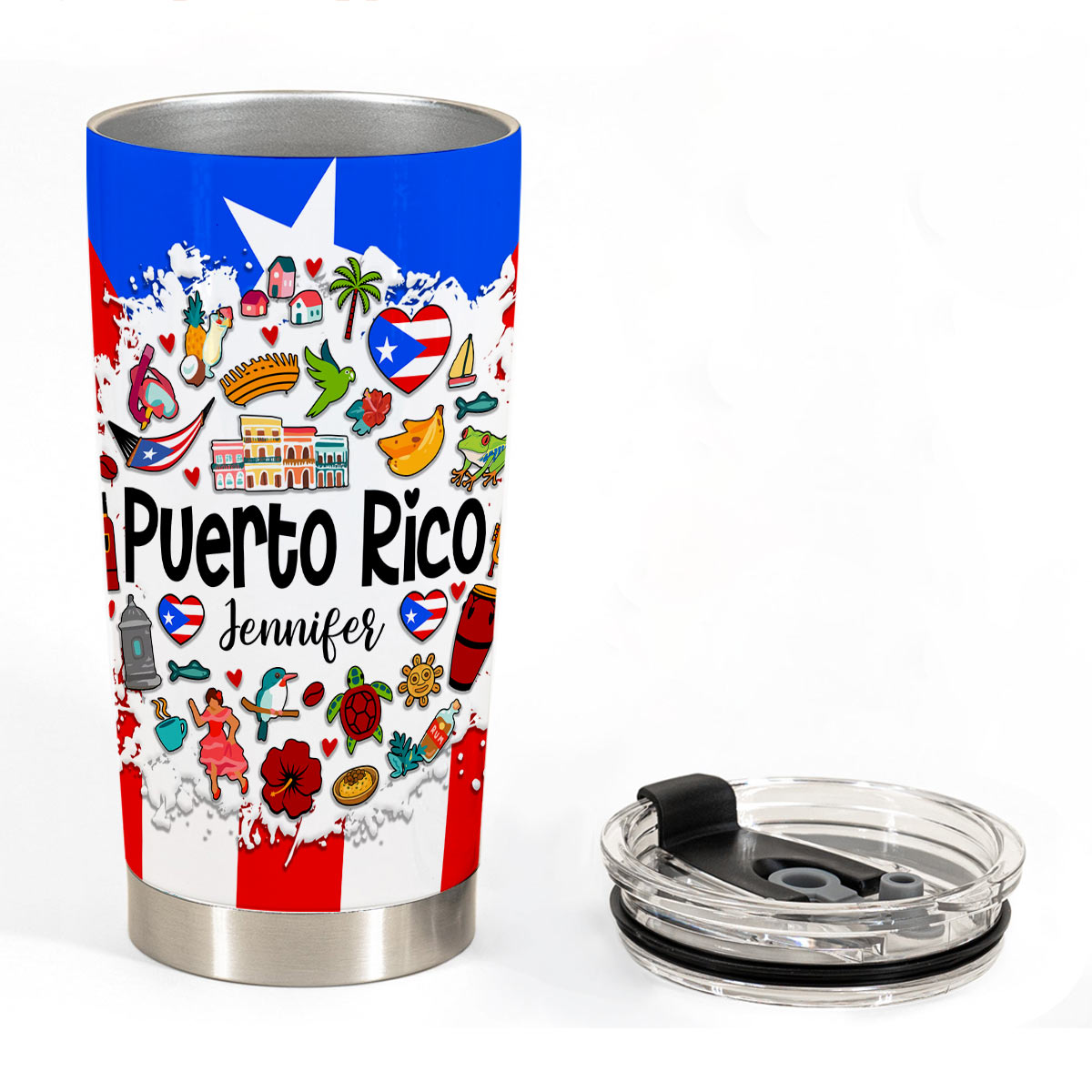 Custom Puerto Rico Tumbler 20oz With Symbols 