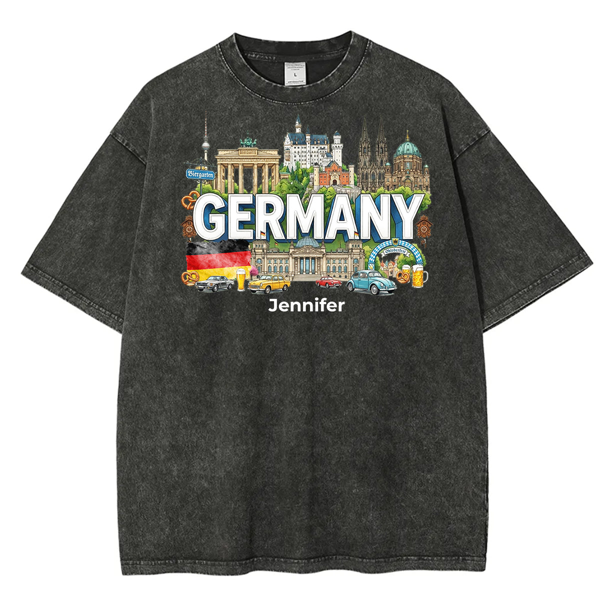 Custom Germany Symbols Washed T-shirt
