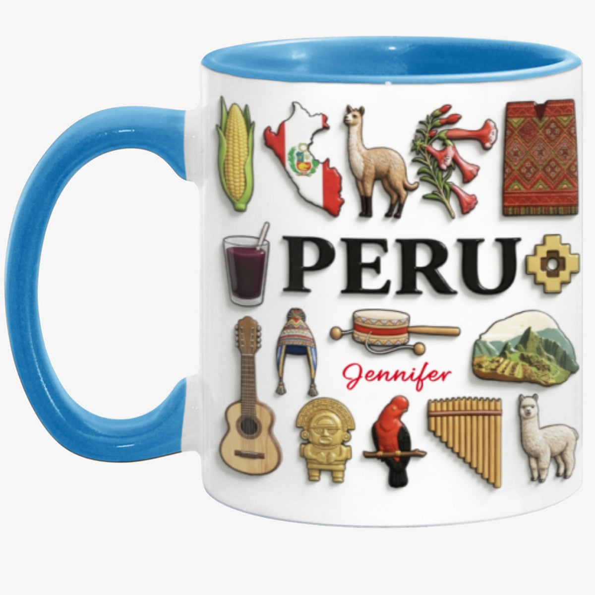Custom Peru Accent Mug With Many Peru Symbols