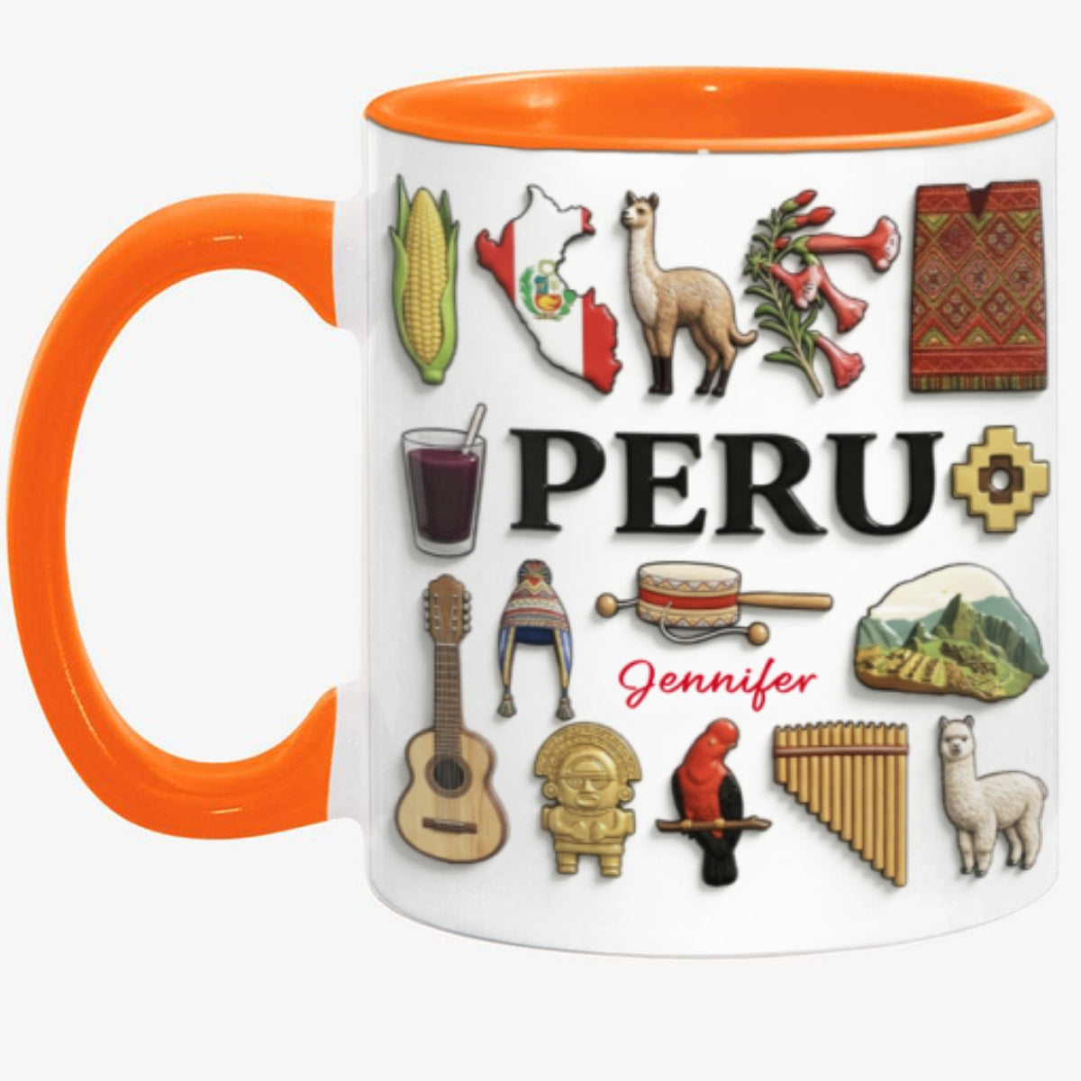 Custom Peru Accent Mug With Many Peru Symbols