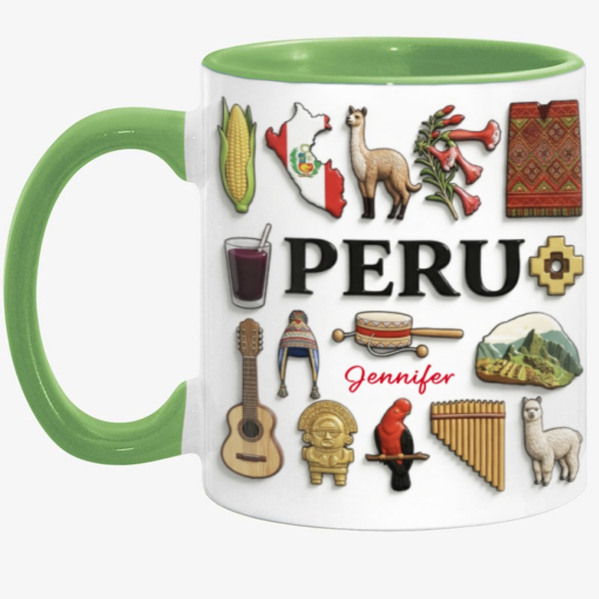 Custom Peru Accent Mug With Many Peru Symbols