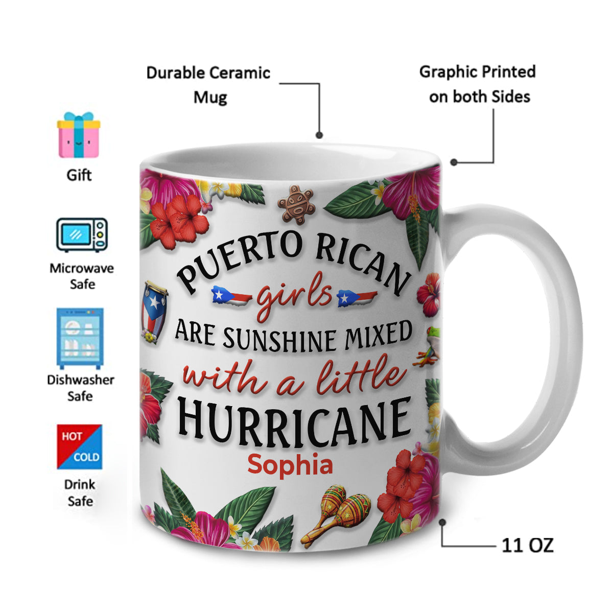 Custom Puerto Rican Girl Are Sunshine Mug Cup