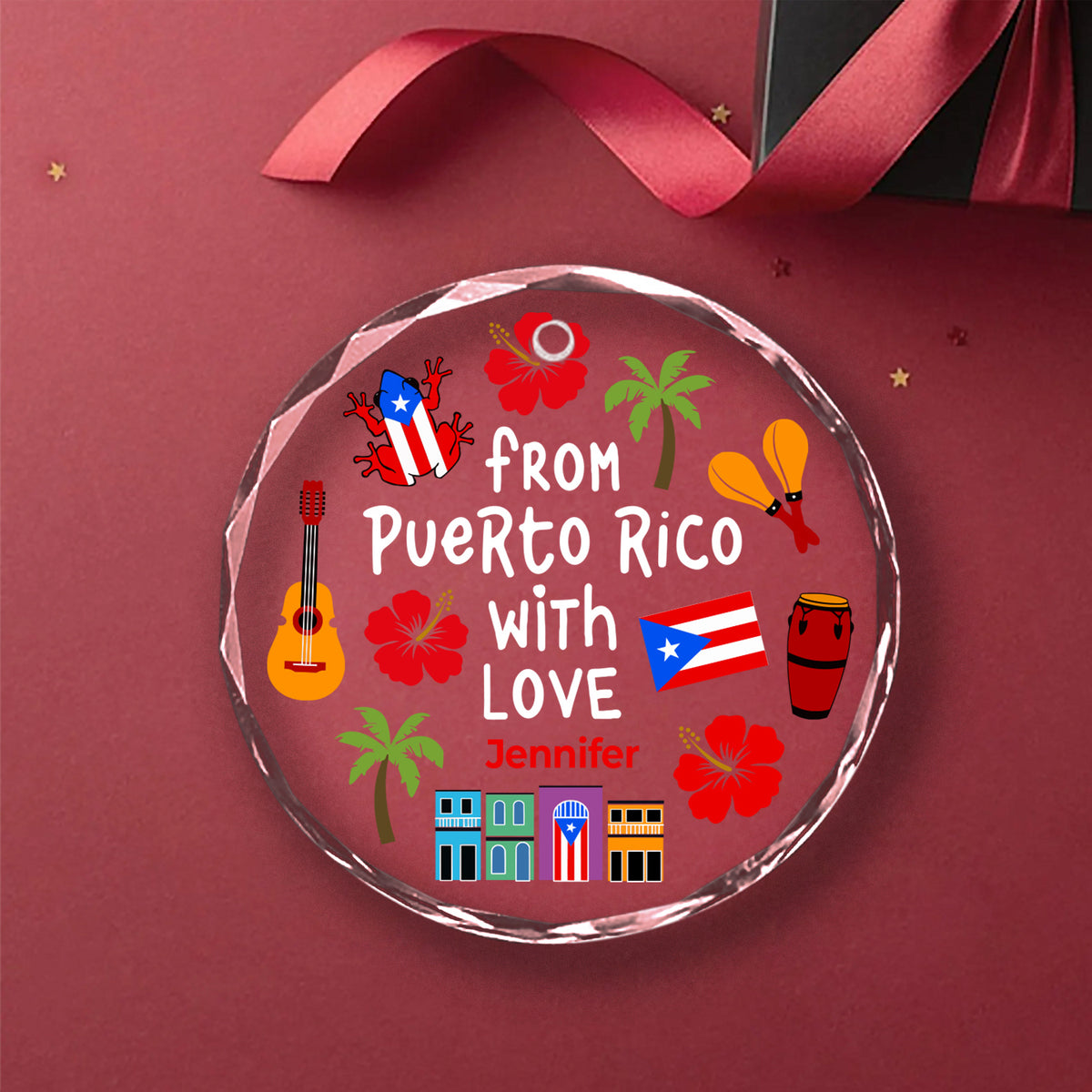 Custom From Puerto Rico With Love Glass Ornament