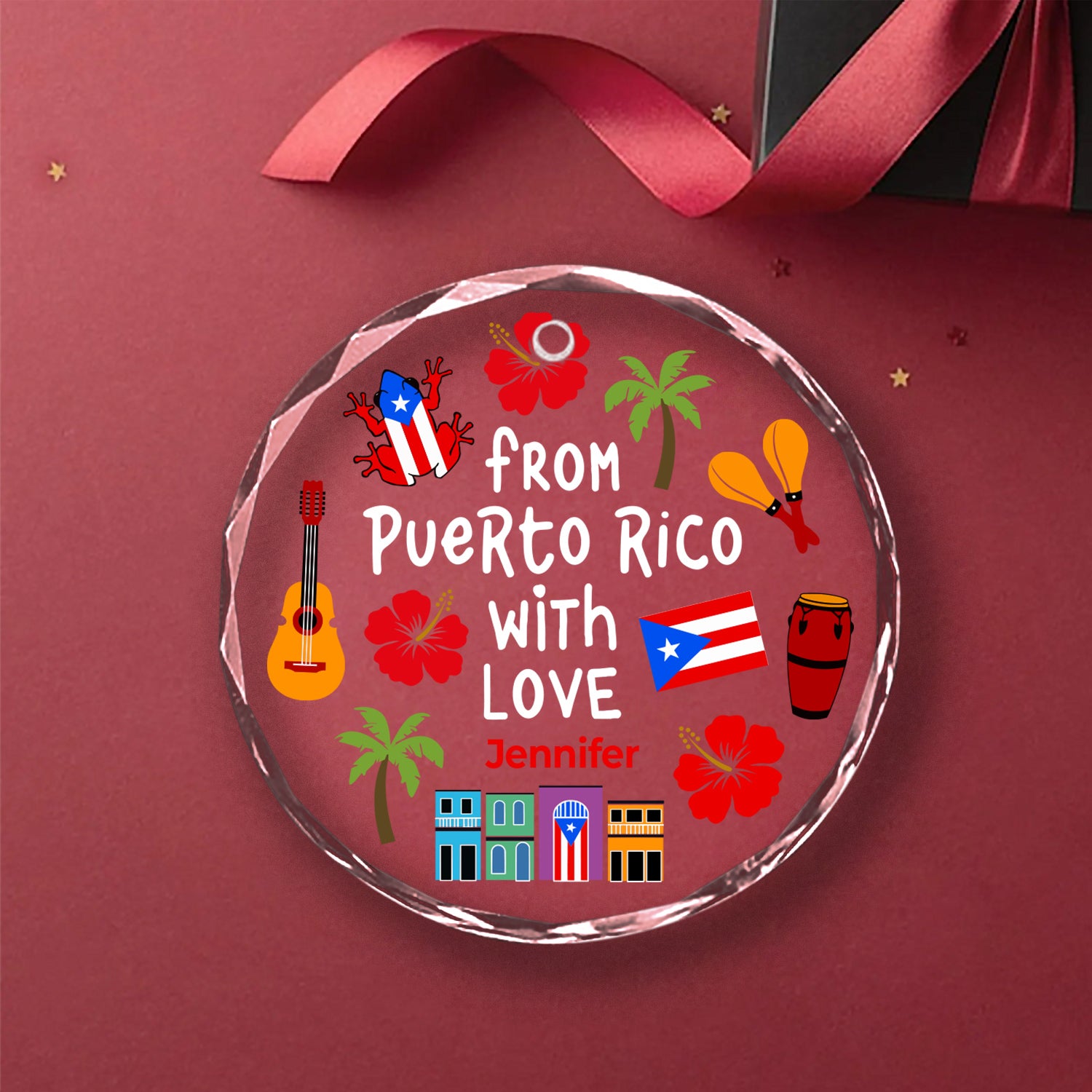 Custom From Puerto Rico With Love Glass Ornament