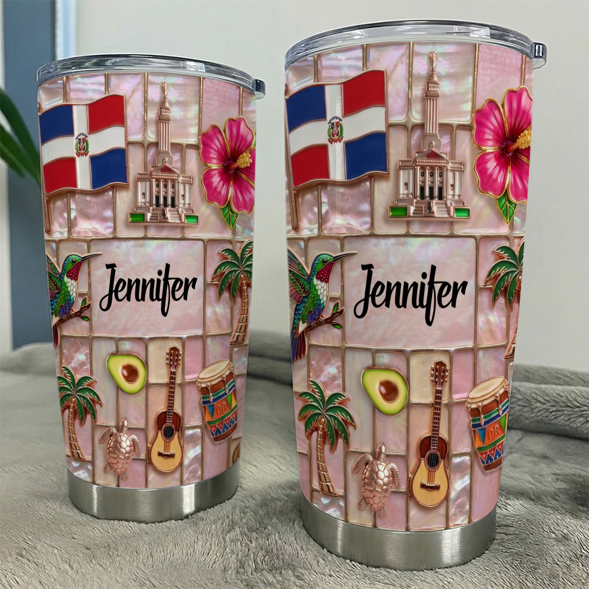 Custom Dominican Republic Tumbler With Beautiful Symbols