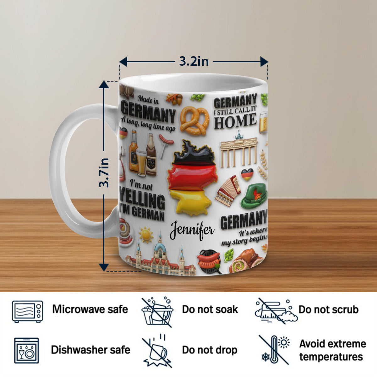Custom I'm Not Yelling I'm German Mug And Symbols