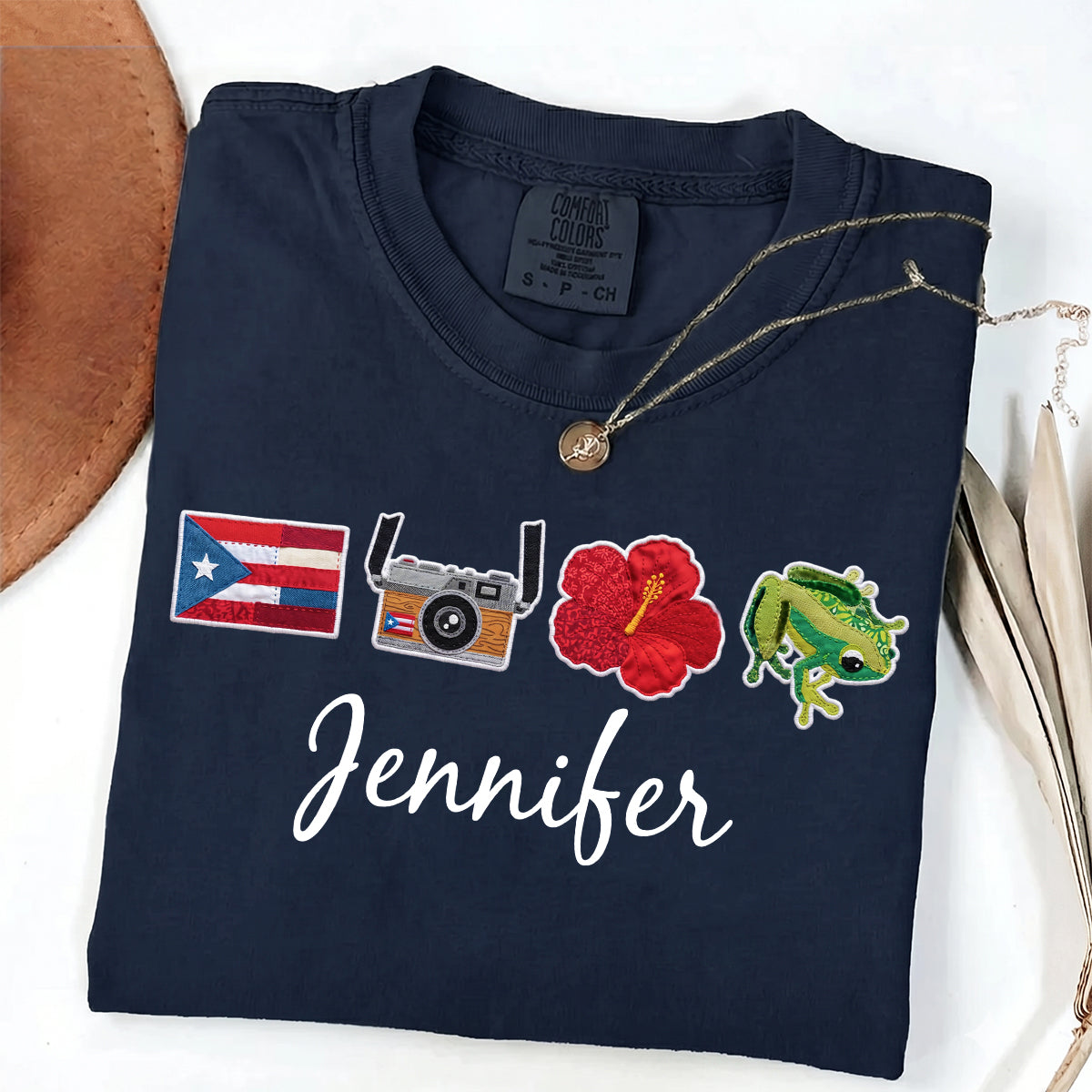Custom Puerto Rico With Four Symbols And Name T-shirt