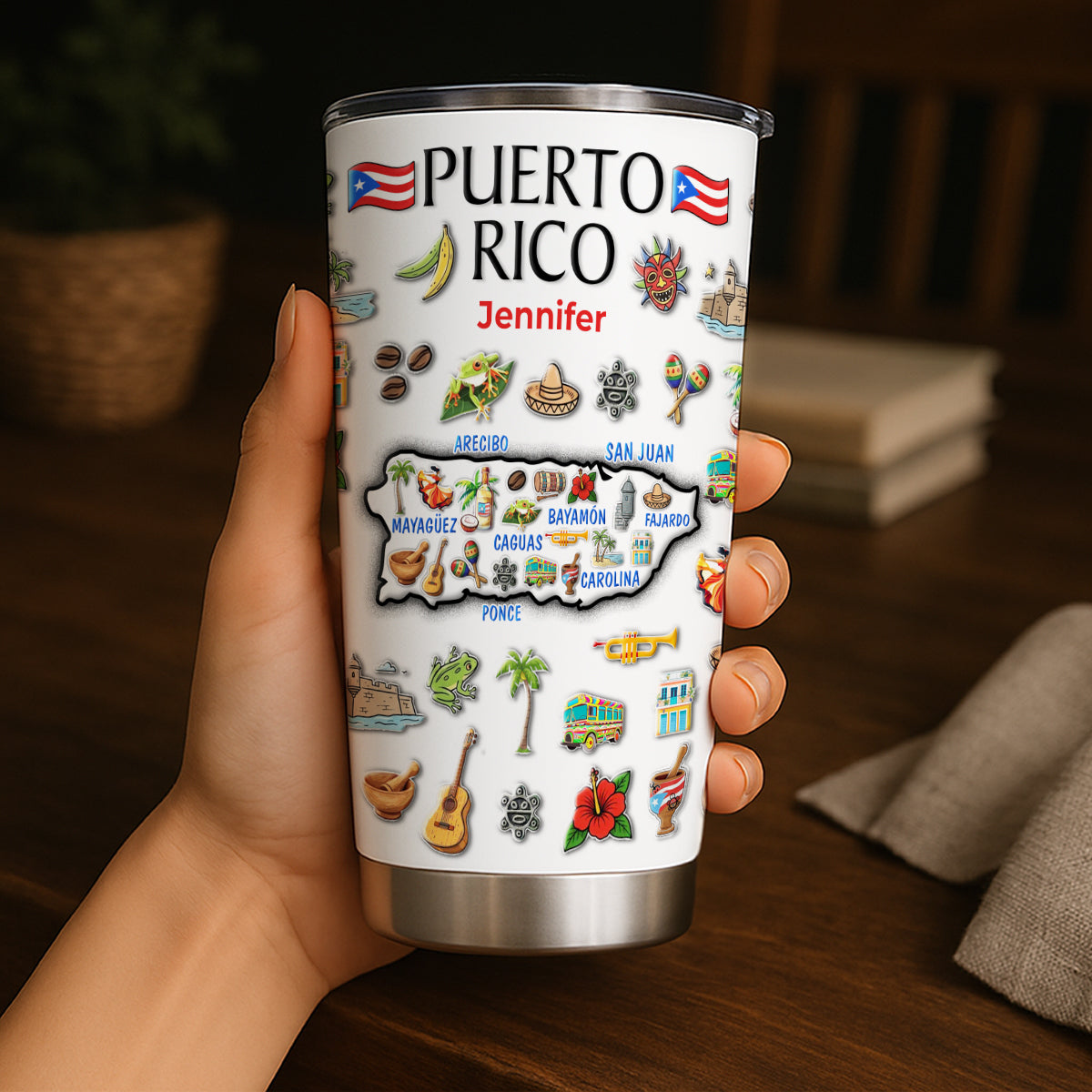 Custom Puerto Rico Map Tumbler With Your Name