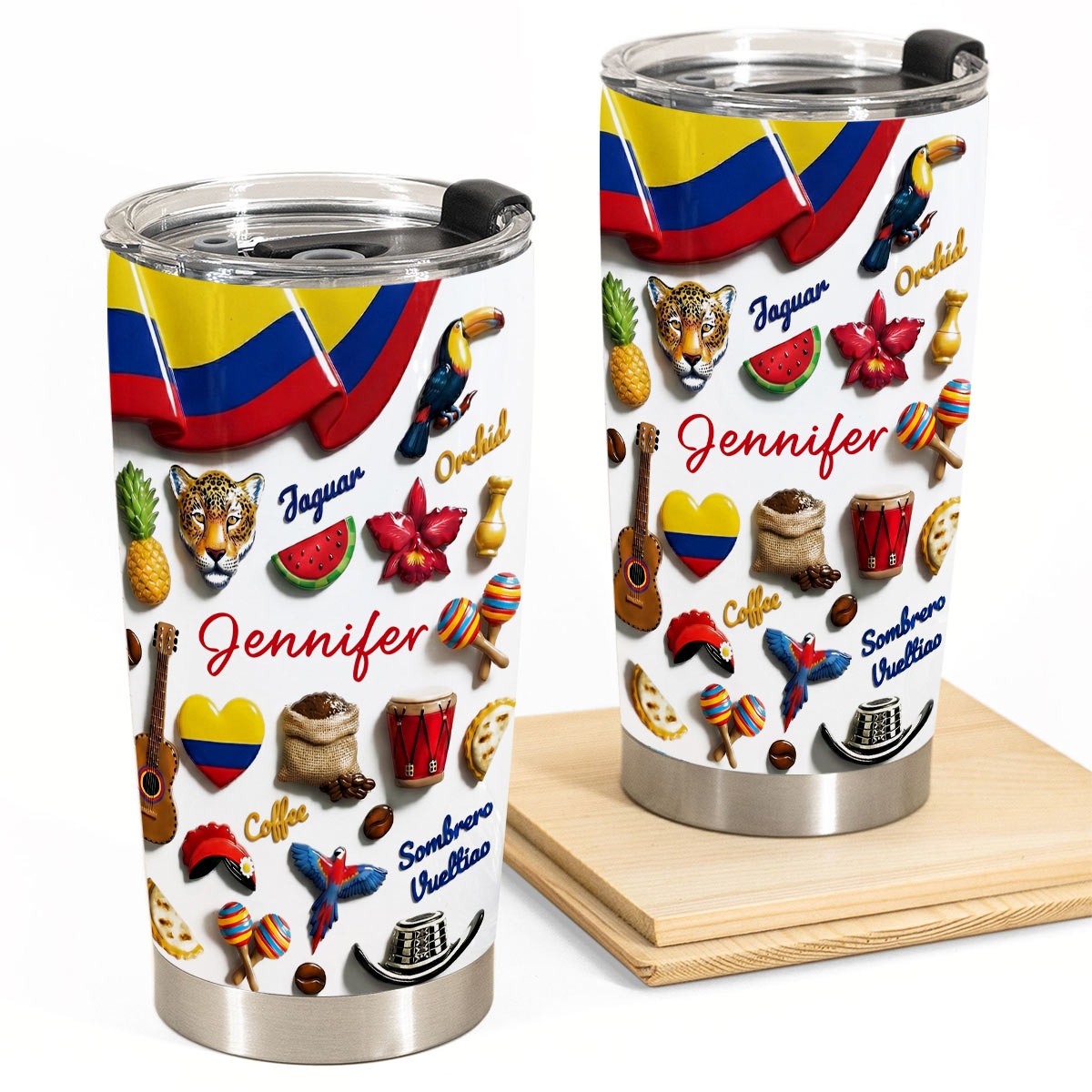 Custom Colombia Tumbler For Colombian With Your Name