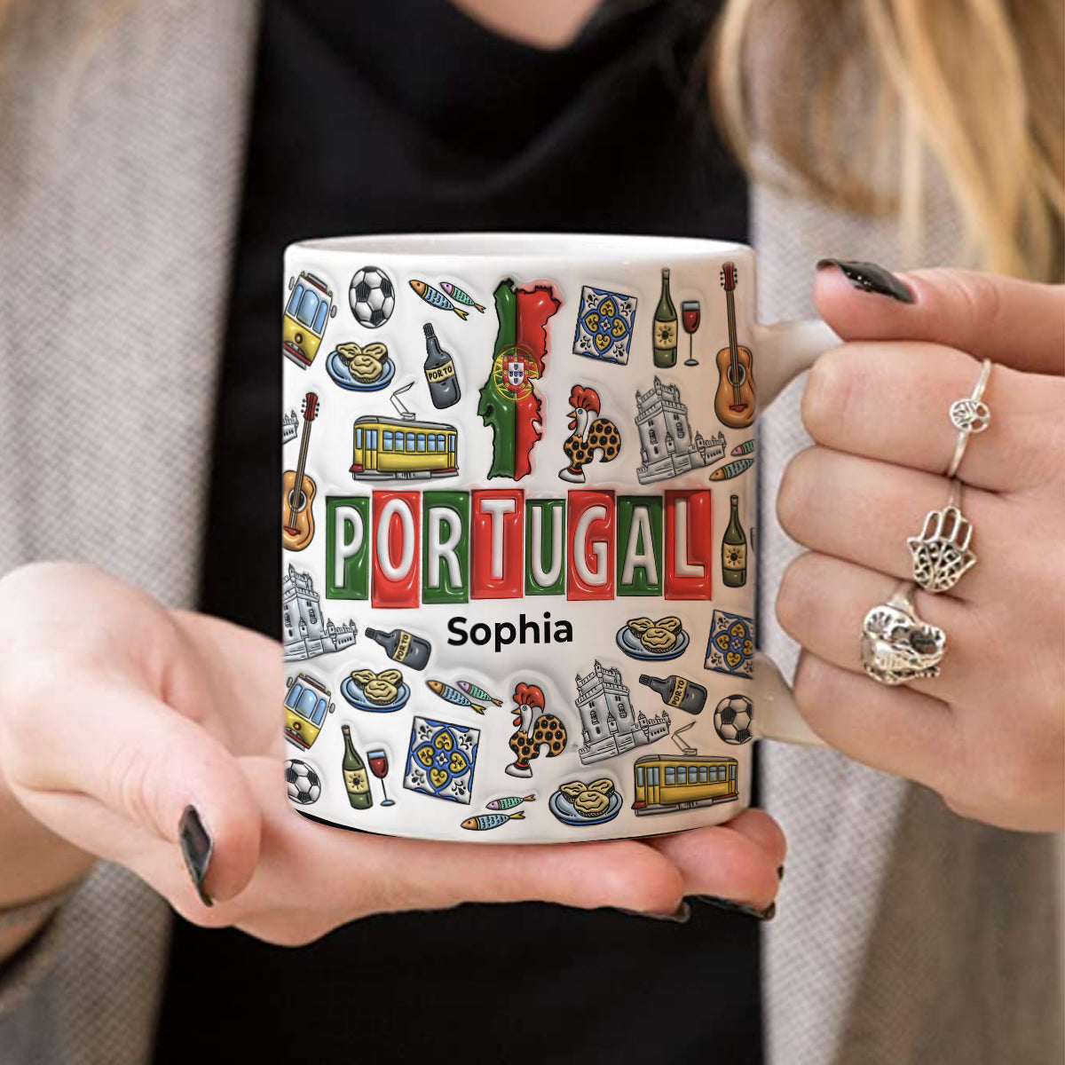 Custom Portugal Mug With Map, Flag